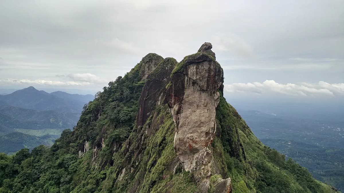 The Illikkal Kallu rock peak rising over the Western Ghats